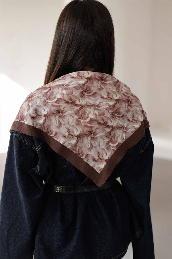 %100 Organik Pamuk Fular - Ebru Desen - Gül Kurusu