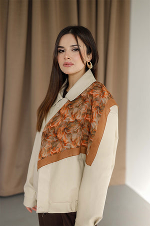 %100 Organik Pamuk Fular - Ebru Desen - Hardal