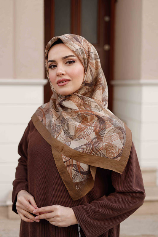 Tensel Eşarp - Sarmal Desen - Camel