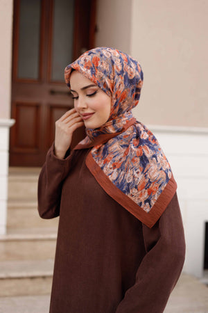 Tensel Eşarp - Batik Desen - Kiremit