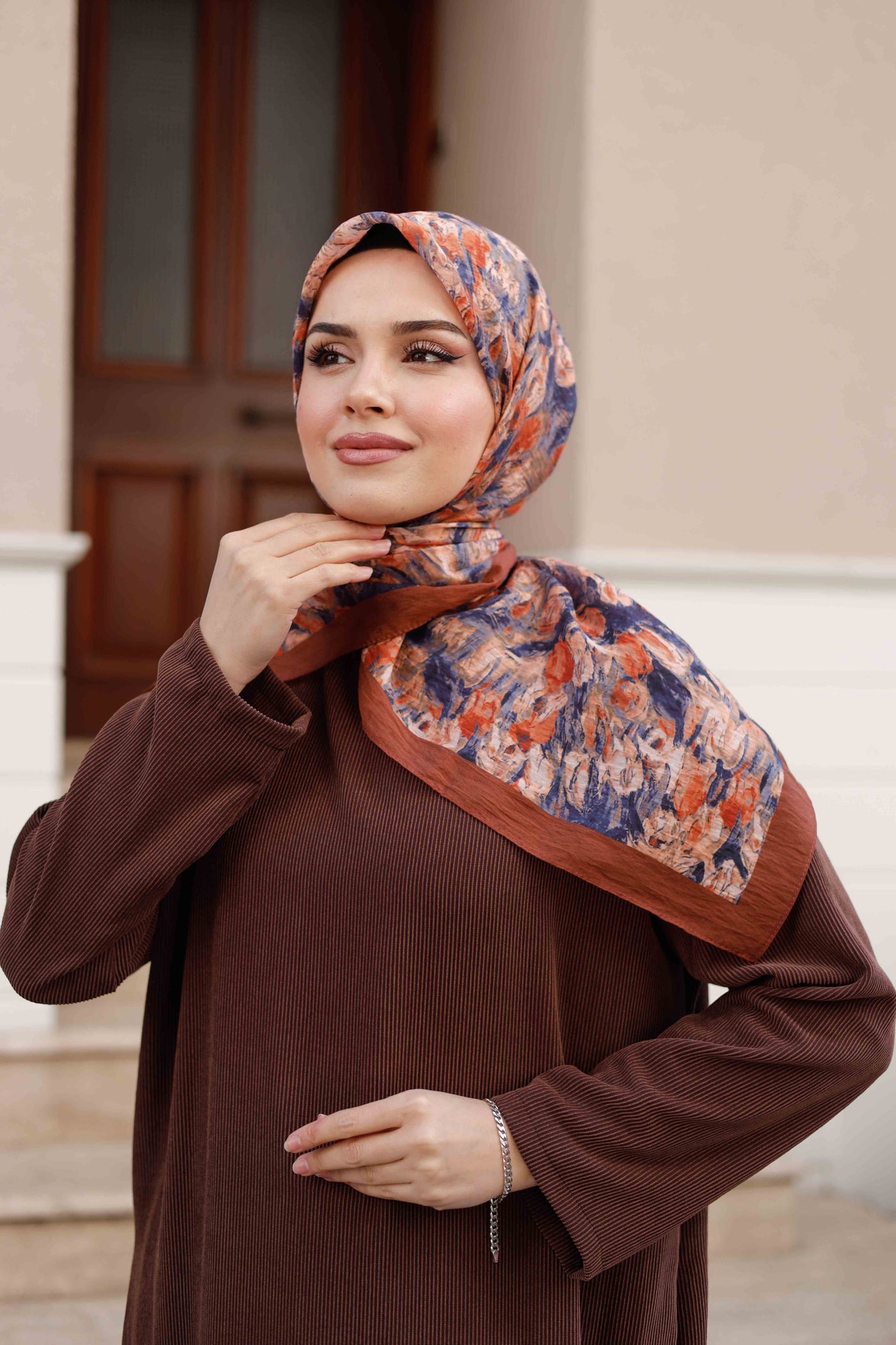 Tensel Eşarp - Batik Desen - Kiremit