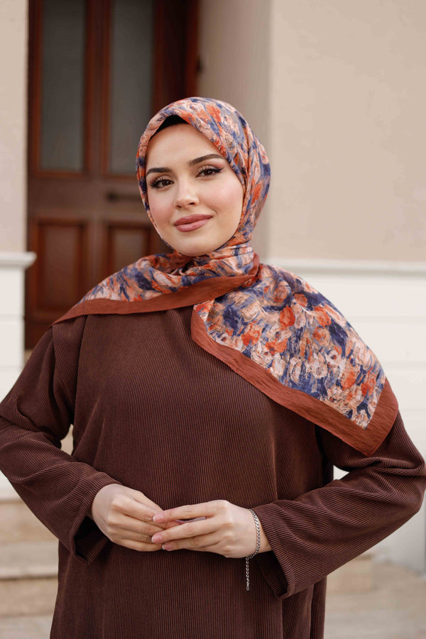 Tensel Eşarp - Batik Desen - Kiremit
