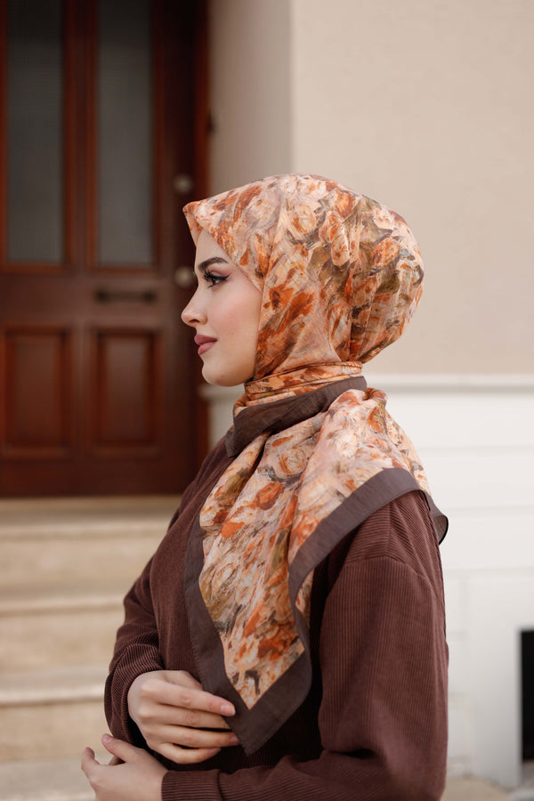 Tensel Eşarp - Batik Desen - Somon
