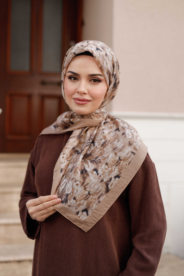 Tensel Eşarp - Batik Desen - Vizon