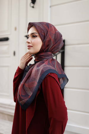 Tensel Eşarp - Sarmal Desen - Bordo