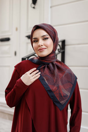 Tensel Eşarp - Sarmal Desen - Bordo