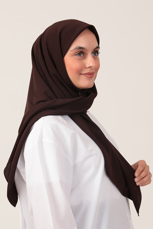 Medine İpeği Eşarp 110 X 110 Cm - Acı Kahve