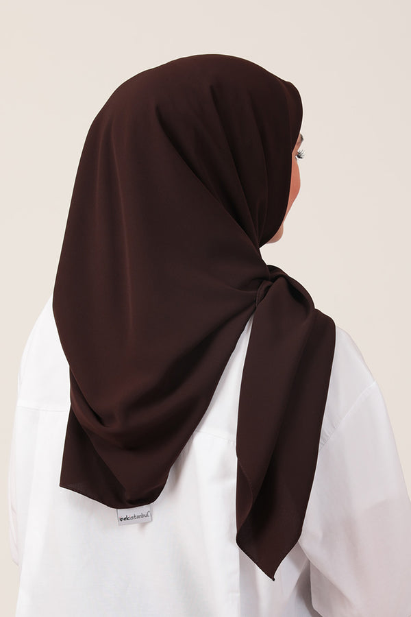 Medine İpeği Eşarp 110 X 110 Cm - Acı Kahve