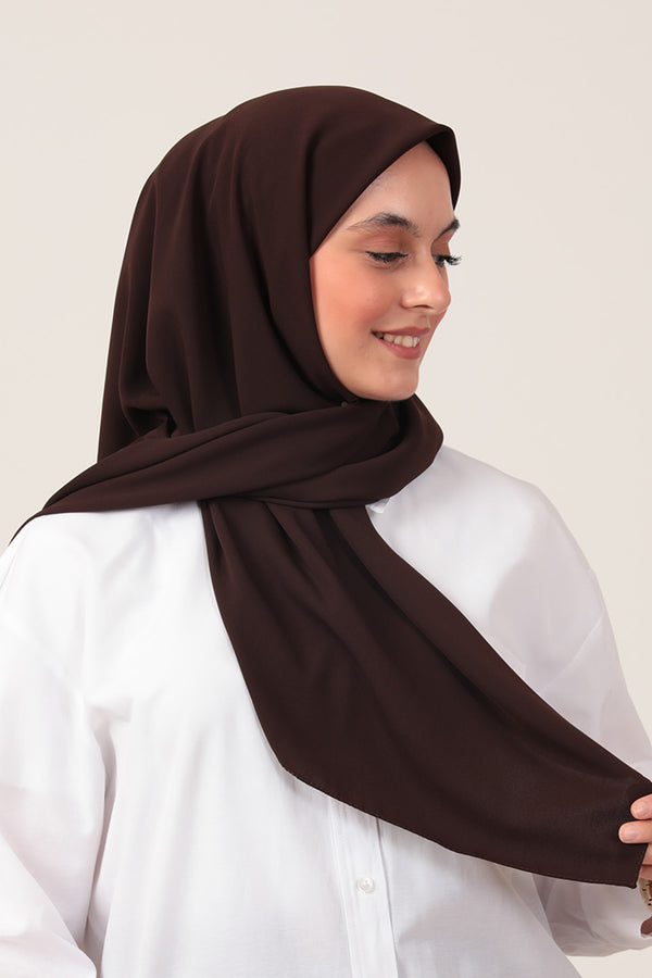 Medine İpeği Eşarp 110 X 110 Cm - Acı Kahve