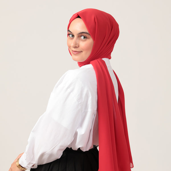 Şifon Şal - Kırmızı