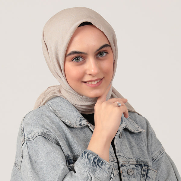 Krinkıl Eşarp - 105 x 105 cm - Bej