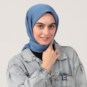 Krinkıl Eşarp - 105 x 105 cm - Mavi