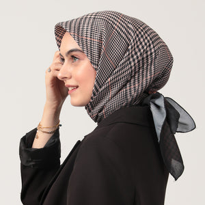 Pamuk İpek Eşarp - Atkı Desen - Koyu Kahve