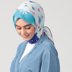 Pamuklu Soft Eşarp - Prizma Desen - Morcivert