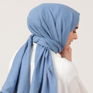 V Desen Fresh Cotton Şal - Mavi