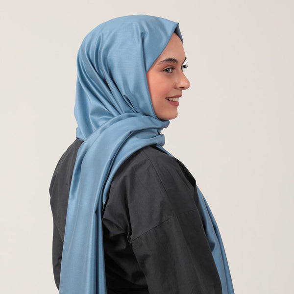 %100 İpek Şal - Mavi