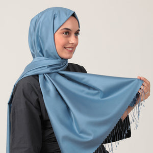 %100 İpek Şal - Mavi