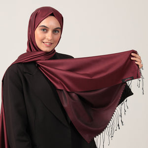 %100 İpek Şal - Siyah Bordo