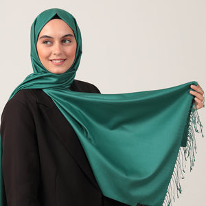 %100 İpek Şal - Zümrüt Yeşili