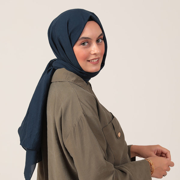 Bambu Pamuk Şal - Lacivert