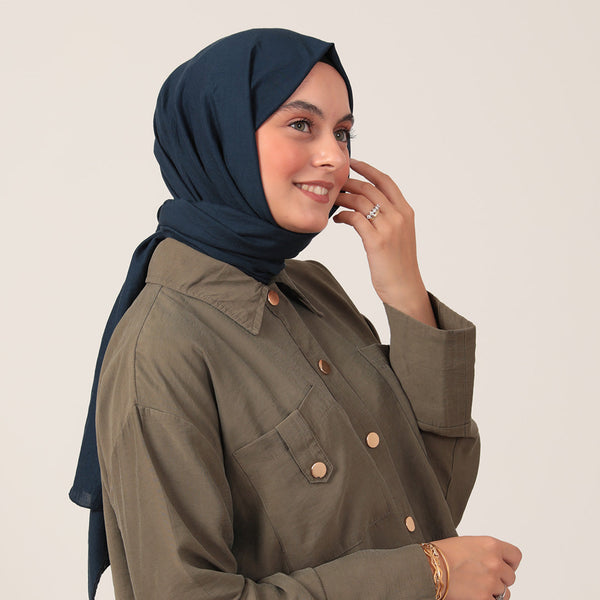 Bambu Pamuk Şal - Lacivert