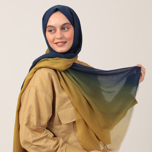 Degrade Şal - Olive Lacivert
