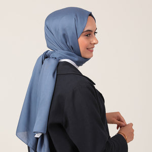 Düz Pamuklu Şal - İndigo