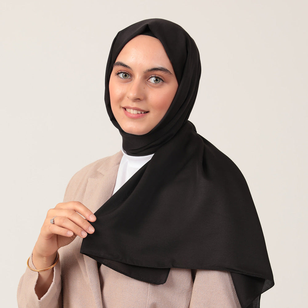 Düz Pamuklu Şal - Siyah