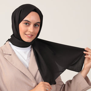 Düz Pamuklu Şal - Siyah