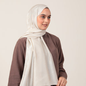 İpeksi Çift Taraflı Jakar Şal - Mandala Desen - İnci Beyazı