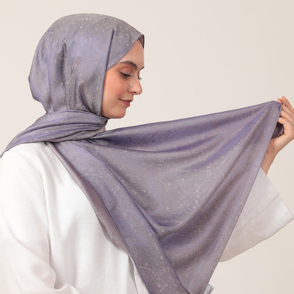 İpeksi Çift Taraflı Jakar Şal - Mandala Desen - Lavanta