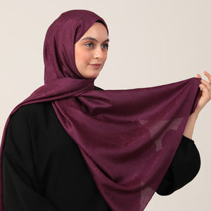 İpeksi Çift Taraflı Jakar Şal - Mandala Desen - Mürdüm