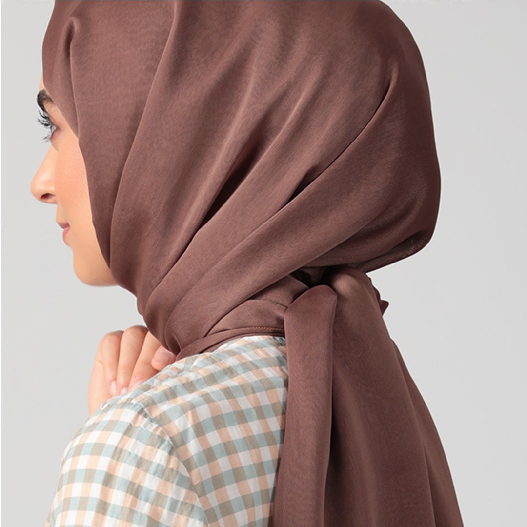 Janjanlı Şifon Şal - Çikolata