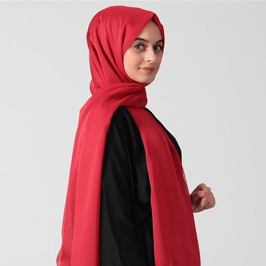 Janjanlı Şifon Şal - Kırmızı