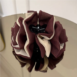 Kıskaçlı Topuz Tokası - Kahve Krem