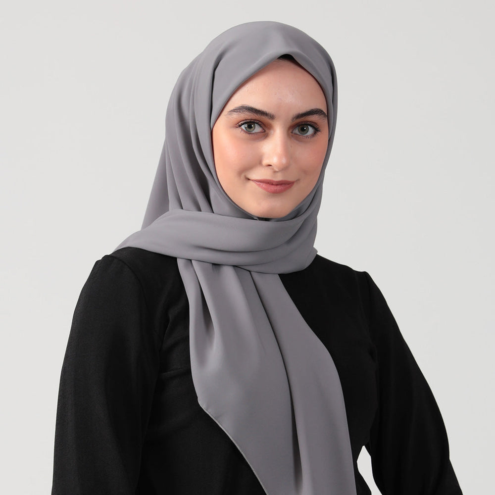 Medine İpeği Eşarp 110 x 110 cm - Koyu Gri