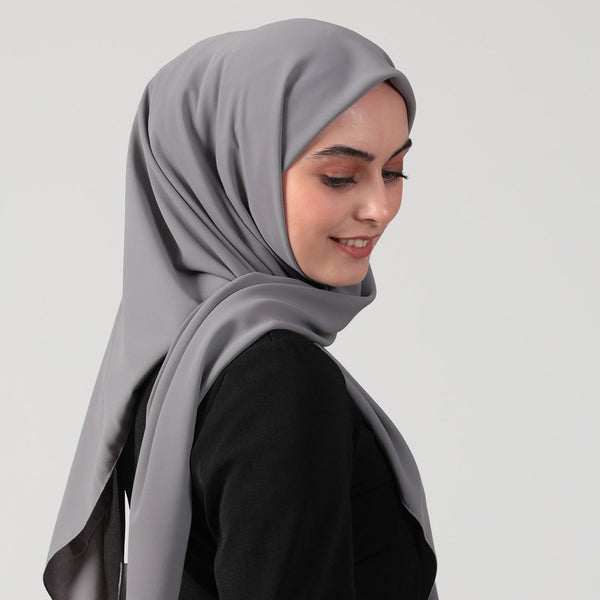 Medine İpeği Eşarp 110 x 110 cm - Koyu Gri