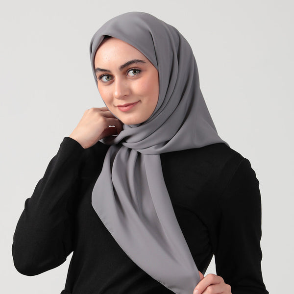 Medine İpeği Eşarp 110 x 110 cm - Koyu Gri