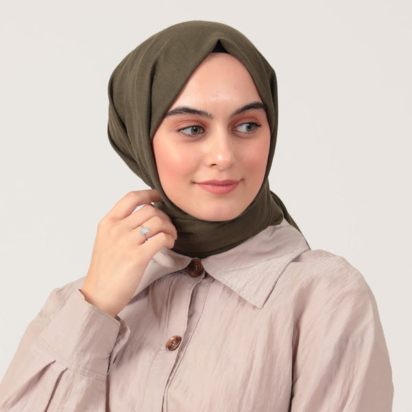 Organik Pamuk Şal - Haki Yeşili