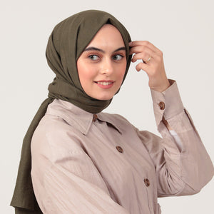 Organik Pamuk Şal - Haki Yeşili