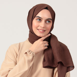 Organik Pamuk Şal - Koyu Kahve