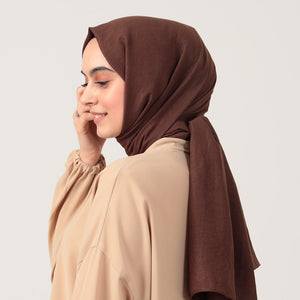 Organik Pamuk Şal - Koyu Kahve