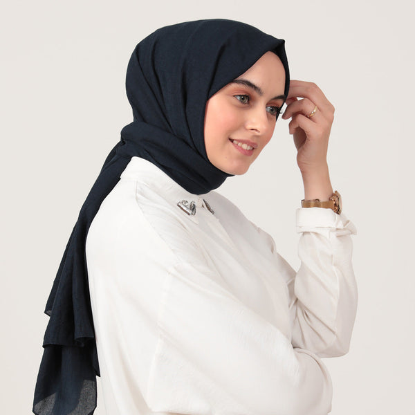 Organik Pamuk Şal - Koyu Lacivert