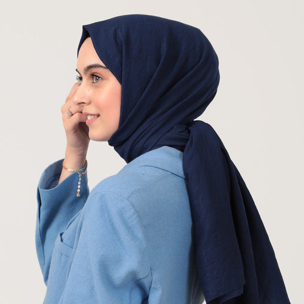 Organik Pamuk Şal - Lacivert