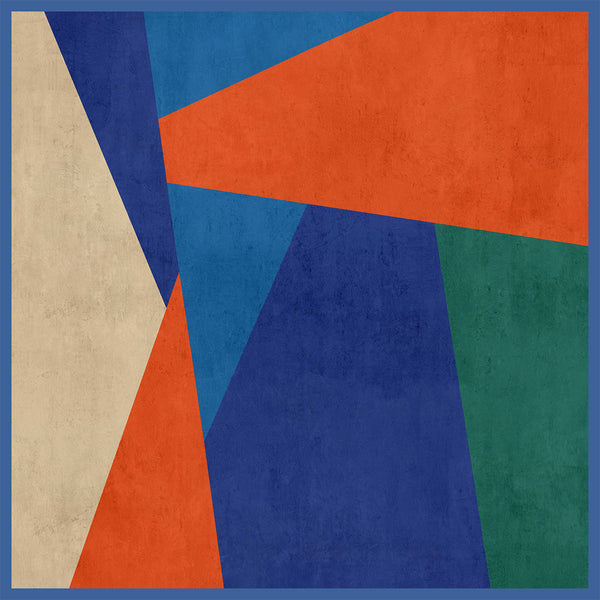 Pamuk İpek Eşarp - Asimetrik Desen - İndigo