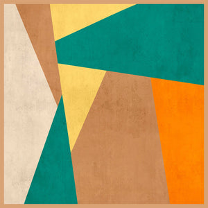 Pamuk İpek Eşarp - Asimetrik Desen - Turuncu