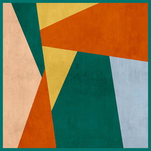 Pamuk İpek Eşarp - Asimetrik Desen - Zümrüt Yeşili