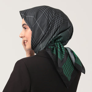 Pamuk İpek Eşarp - Atkı Desen - Benetton Yeşili