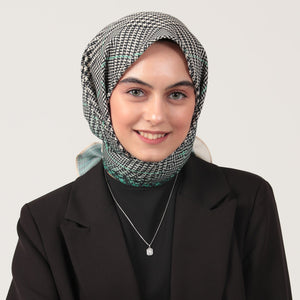 Pamuk İpek Eşarp - Atkı Desen - Çam Yeşili