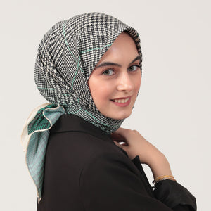 Pamuk İpek Eşarp - Atkı Desen - Çam Yeşili